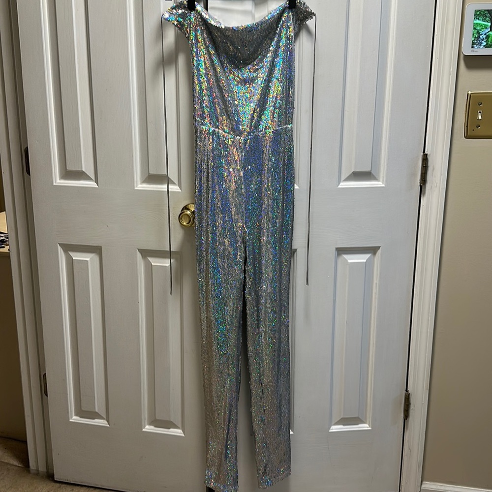 Sparkling Silver Sequin jumpsuit